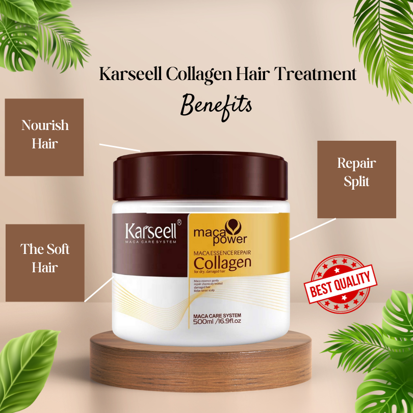 Karseell Collagen Hair Treatment Deep Repair Conditioning Argan Oil Collagen Hair Mask Essence for Dry Damaged Hair All Hair Types 16.90 oz 500ml